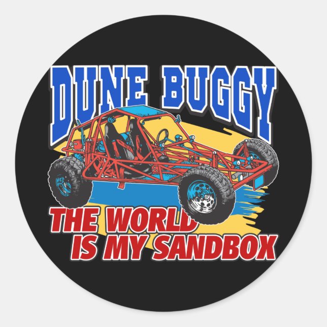 Pegatina Redonda Dune Buggy Sandbox (Anverso)
