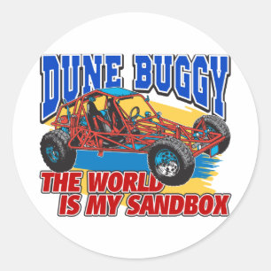 Pegatina Redonda Dune Buggy Sandbox