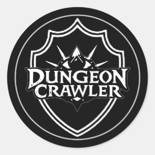 Pegatina Redonda Dungeon Crawler Negro Y Blanco