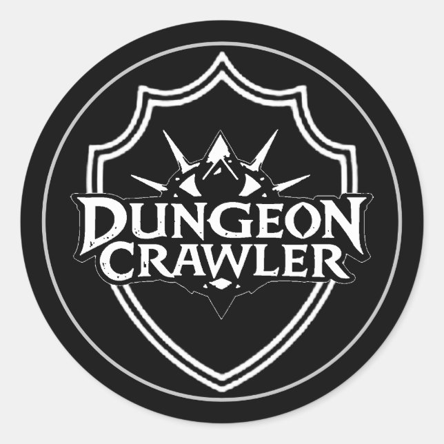 Pegatina Redonda Dungeon Crawler Negro Y Blanco (Anverso)