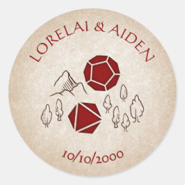 Pegatina Redonda Dungeon Map RPG Gamer Boda