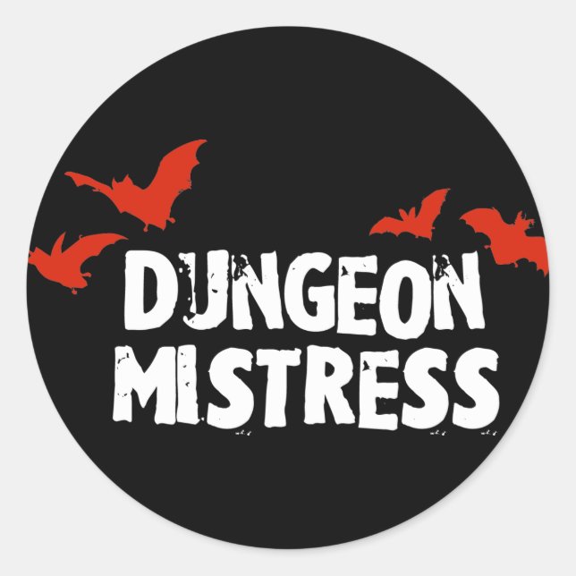Pegatina Redonda Dungeon Miress (Anverso)