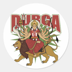 Pegatina Redonda Durga hindú
