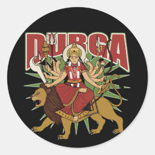 Pegatina Redonda Durga hindú