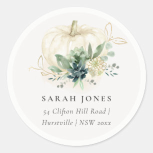 Pegatina Redonda Dusky Blue Green Gold Succulum dirección de calaba