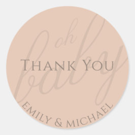 Pegatina Redonda Dusky Pink Gracias Baby Shower Modern