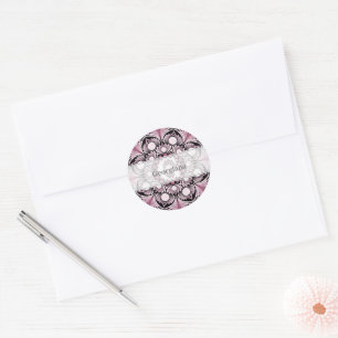 Pegatina Redonda Dusky Rosa personalizado Boho Floral Dot Mandala
