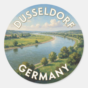 Pegatina Redonda Dusseldorf Alemania orilla del Rin 🌊
