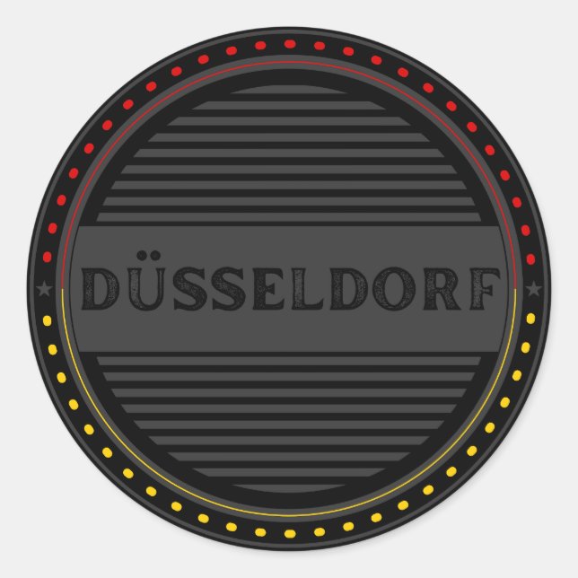 Pegatina Redonda Düsseldorf City Pride Emblem – German Identity (Anverso)