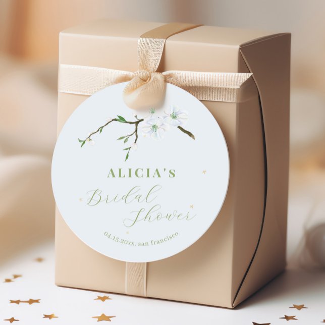 Pegatina Redonda Duste azul floral elegante primavera ducha de novi (Subido por el creador)