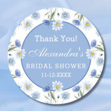 Duste Blue Floral Boho Bridal Shower Gracias
