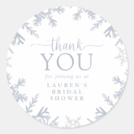 Pegatina Redonda Duste Blue Snowflake Bridal Shower