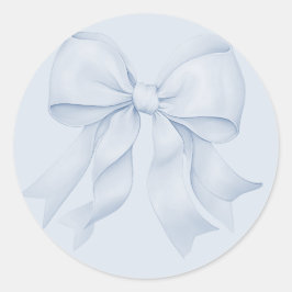 Pegatina Redonda Dusty Blue Bow Elegant