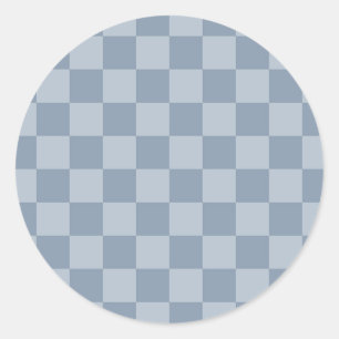 Pegatina Redonda Dusty Blue Checkerboard