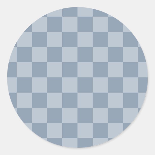 Pegatina Redonda Dusty Blue Checkerboard (Anverso)