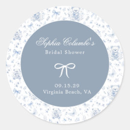 Pegatina Redonda Dusty Blue Chinoiserie Baby Shower
