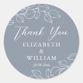 Pegatina Redonda Dusty Blue Eucalyptus Bodas Gracias