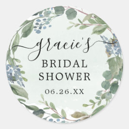 Pegatina Redonda Dusty Blue Eucalyptus Envelope Pegatinas Favor