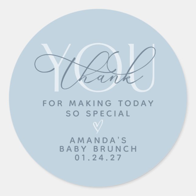 Pegatina Redonda Dusty Blue Gracias (Anverso)