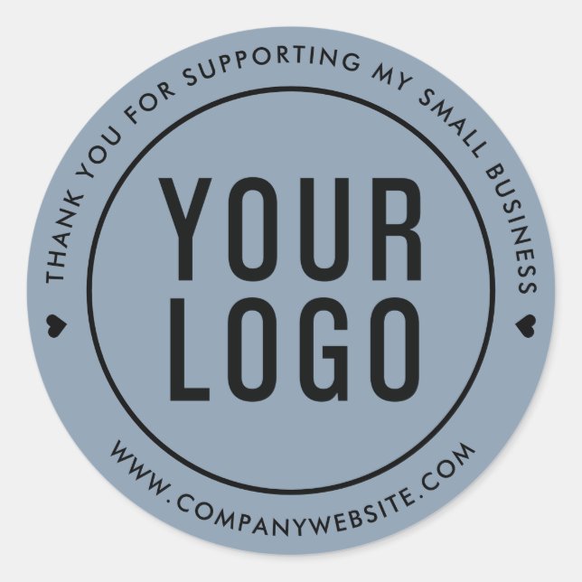 Pegatina Redonda Dusty Blue Gracias Por Apoyar A Las Pequeñas Empre (Anverso)