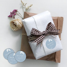 Pegatina Redonda Dusty Blue I Rama Minimalista deja Gracias