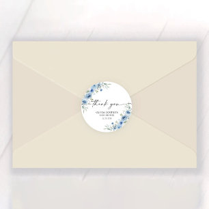 Pegatina Redonda Dusty Blue Ivory Baby Shower Classic Round Sticker