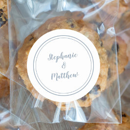 Pegatina Redonda Dusty Blue Minimalista Boda Bride Groom Favor