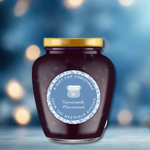 Pegatina Redonda Dusty Blue Navidades Regalo de comida de vacacione