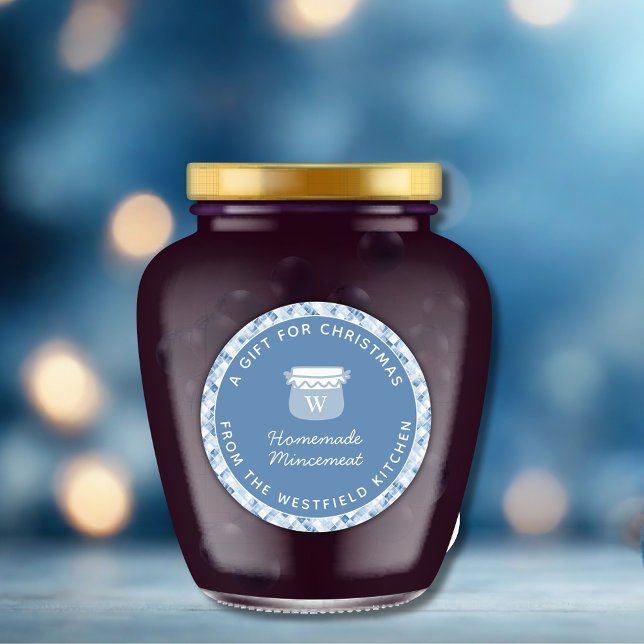 Pegatina Redonda Dusty Blue Navidades Regalo de comida de vacacione (Dusty Blue Christmas Holiday Food Gift Classic Round Sticker Label Mincemeat)
