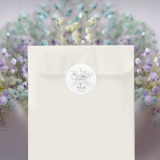 Pegatina Redonda Dusty Blue Rubor Lavender Mason Jar Wildflower