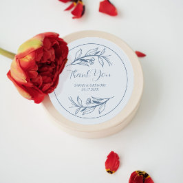 Pegatina Redonda Dusty Blue Simple Boho Gracias A Boda Favor