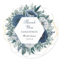 Dusty Blue y Naval Flores Bridal Shower