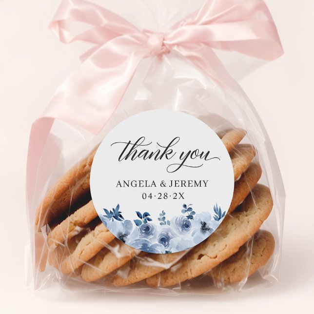 Pegatina Redonda Dusty Floral Azul Bohemia Gracias Por Favor (Subido por el creador)