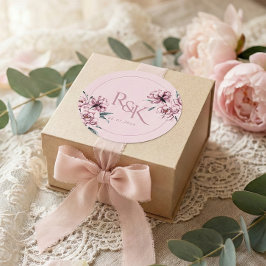 Pegatina Redonda Dusty Pink Mauve Peony Wedding Favor Round Sticker
