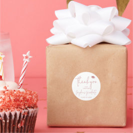 Pegatina Redonda Dusty Pink Simple Moderno Script Graduado gracias
