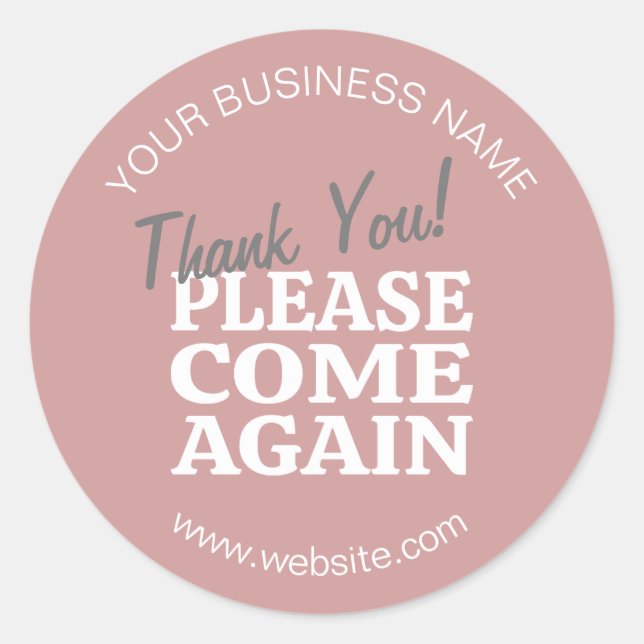 Pegatina Redonda Dusty Rosa Vintage Inspired Gracias (Anverso)