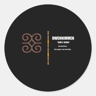 Pegatina Redonda Dwennim Adinkra Ilustracion africano de símbolos d