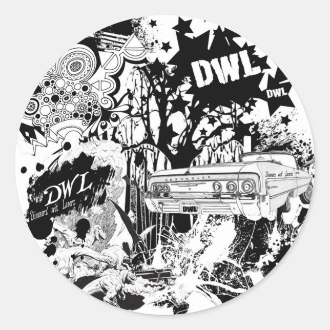 Pegatina Redonda DWL grande (Anverso)