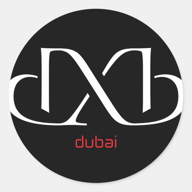 Pegatina Redonda DXB Dubai (Anverso)