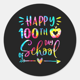 Pegatina Redonda Dye Happy 100 Day School Teacher Student 100 Day