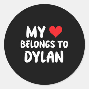 Pegatina Redonda Dylan - Mi corazón pertenece a Dylan - Amor