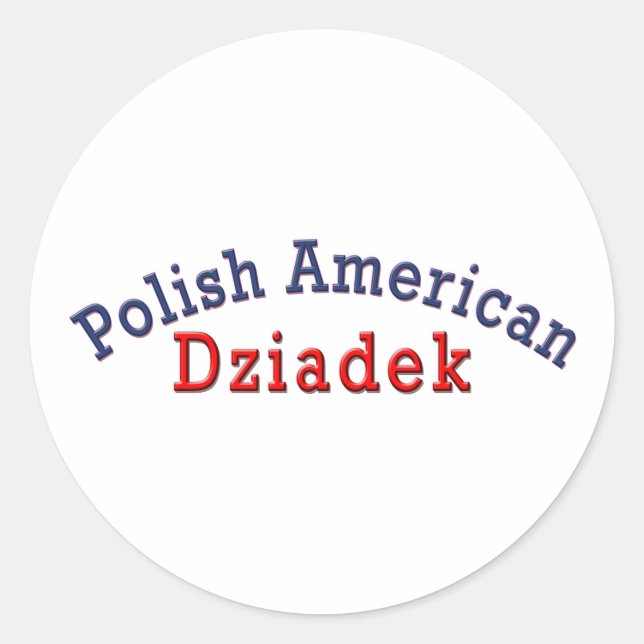 Pegatina Redonda Dziadek estadounidense polaco (Anverso)