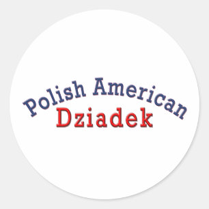 Pegatina Redonda Dziadek estadounidense polaco