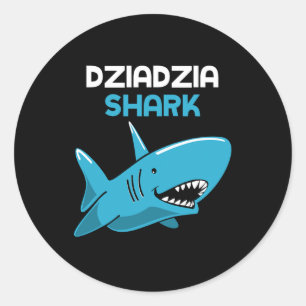 Pegatina Redonda Dziadzia Shark Gratuito de la familia