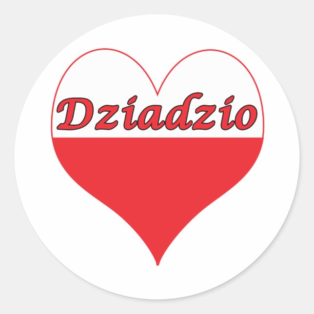 Pegatina Redonda Dziadzio Corazón Polaco (Anverso)