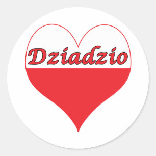 Pegatina Redonda Dziadzio Corazón Polaco