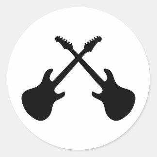 Pegatina Redonda E Guitars Crossed