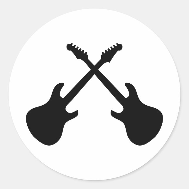Pegatina Redonda E Guitars Crossed (Anverso)