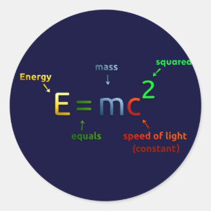 Pegatina Redonda E = MC^2. E iguala la bujía métrica ajustada