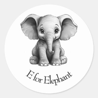 Pegatina Redonda E para elefante